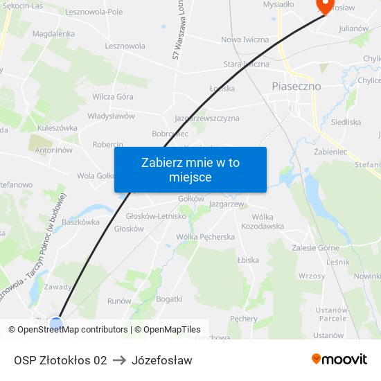 OSP Złotokłos 02 to Józefosław map