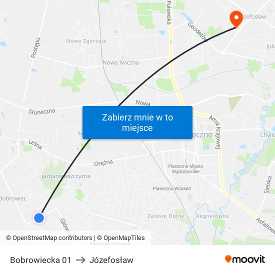 Bobrowiecka to Józefosław map