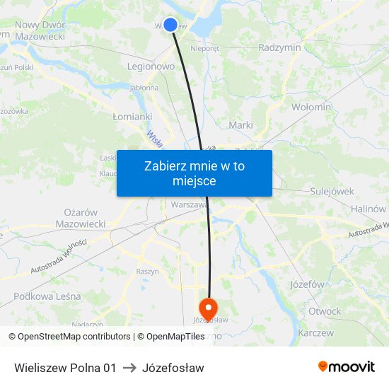 Wieliszew Polna 01 to Józefosław map