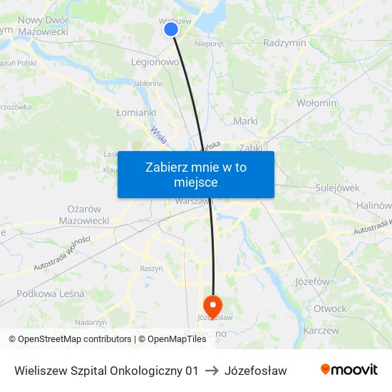 Wieliszew Szpital Onkologiczny 01 to Józefosław map