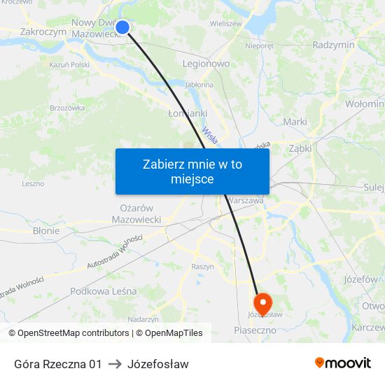 Góra Rzeczna 01 to Józefosław map