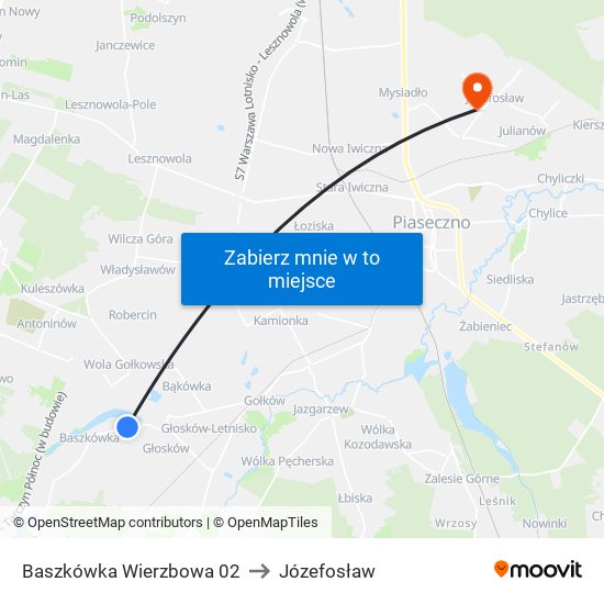 Baszkówka Wierzbowa 02 to Józefosław map