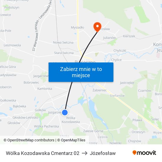 Wólka Kozodawska Cmentarz 02 to Józefosław map