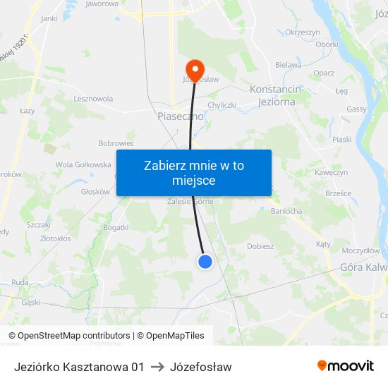 Jeziórko Kasztanowa 01 to Józefosław map