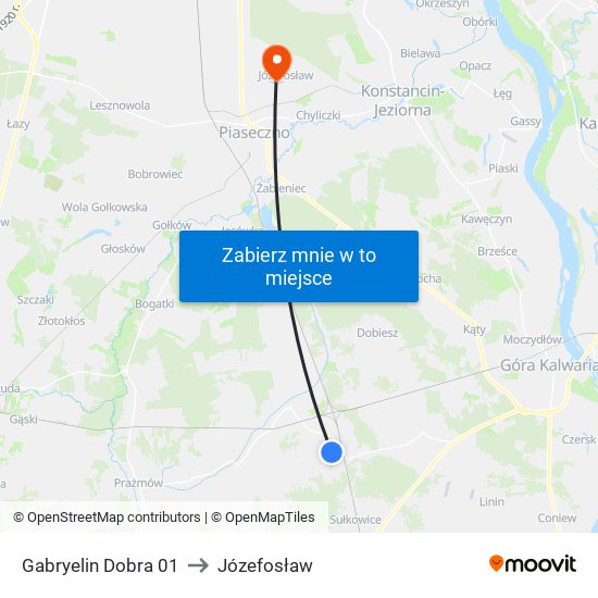 Gabryelin Dobra to Józefosław map