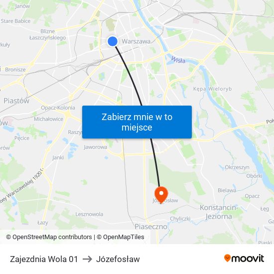 Zajezdnia Wola 01 to Józefosław map