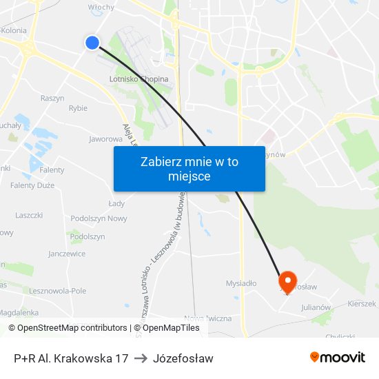 P+R Al. Krakowska 17 to Józefosław map