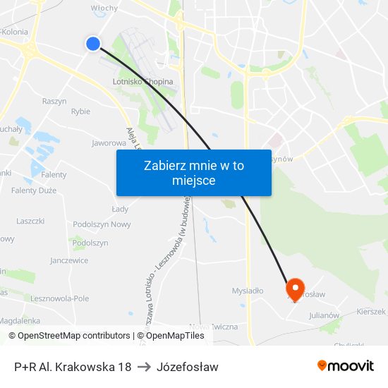 P+R Al. Krakowska to Józefosław map