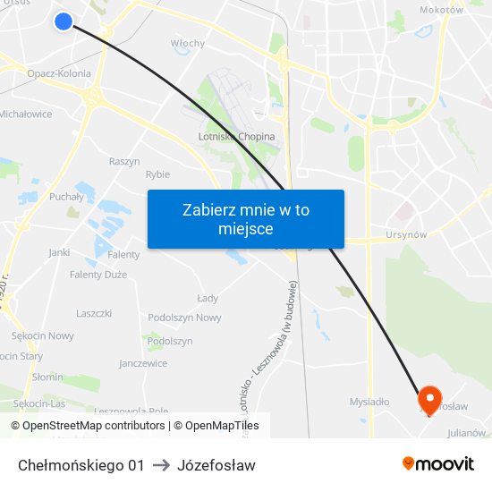 Chełmońskiego 01 to Józefosław map