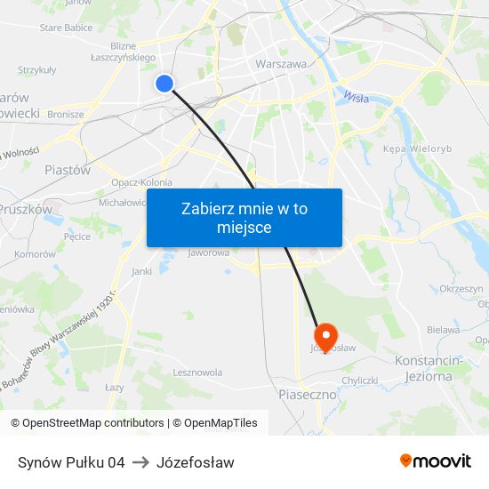 Synów Pułku to Józefosław map