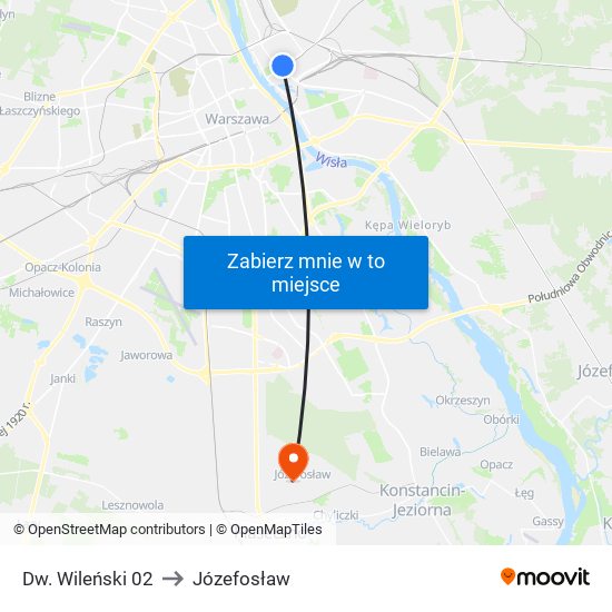 Dw. Wileński 02 to Józefosław map