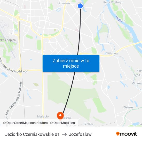 Jeziorko Czerniakowskie 01 to Józefosław map