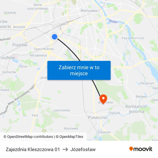 Zajezdnia Kleszczowa to Józefosław map