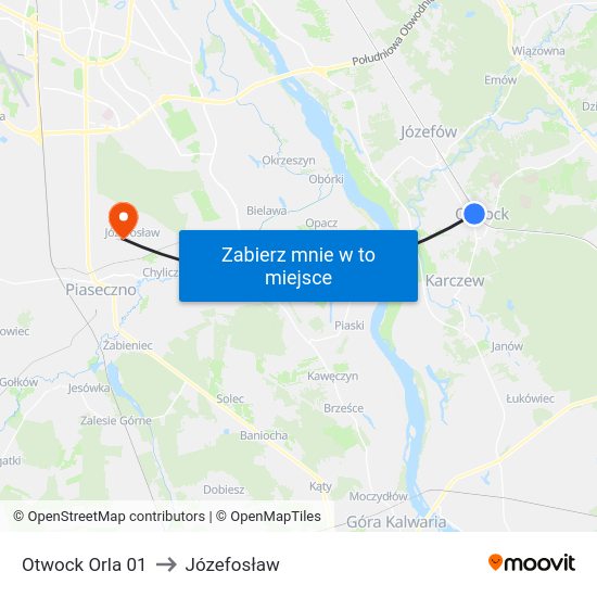 Otwock Orla to Józefosław map