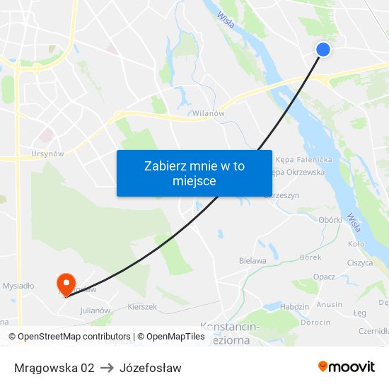 Mrągowska to Józefosław map