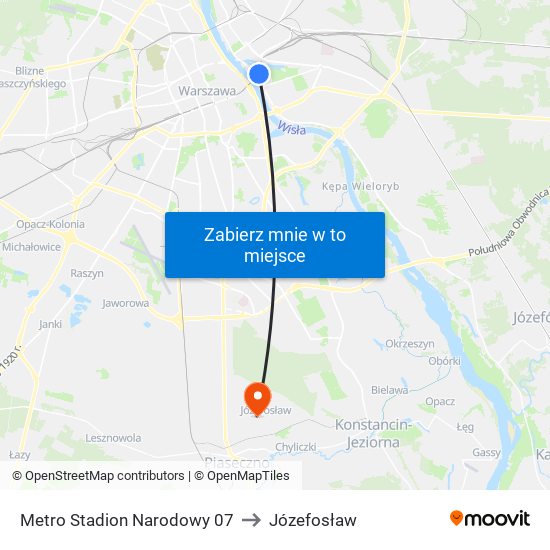 Metro Stadion Narodowy 07 to Józefosław map