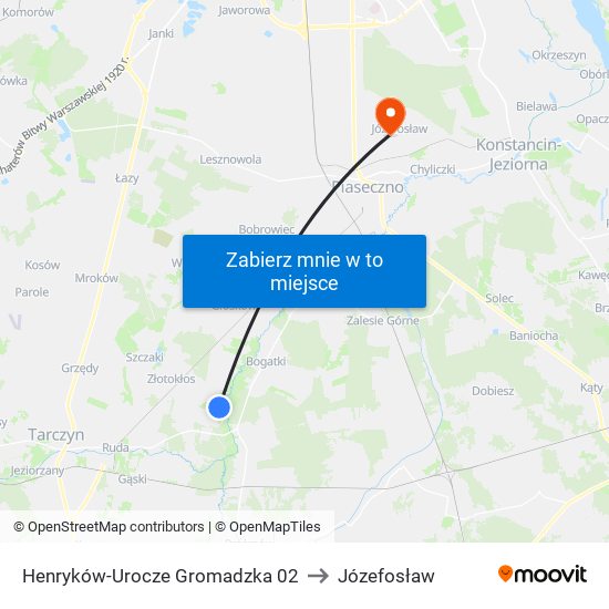 Henryków-Urocze Gromadzka 02 to Józefosław map