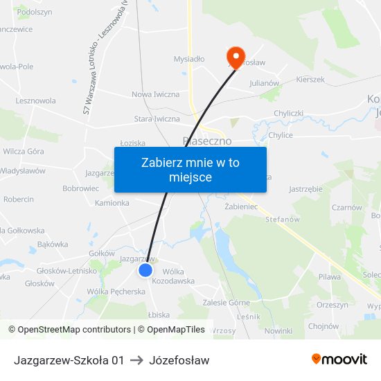 Jazgarzew-Szkoła to Józefosław map