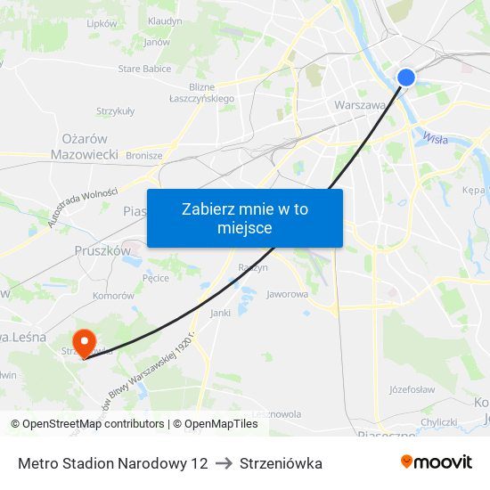 Metro Stadion Narodowy 12 to Strzeniówka map