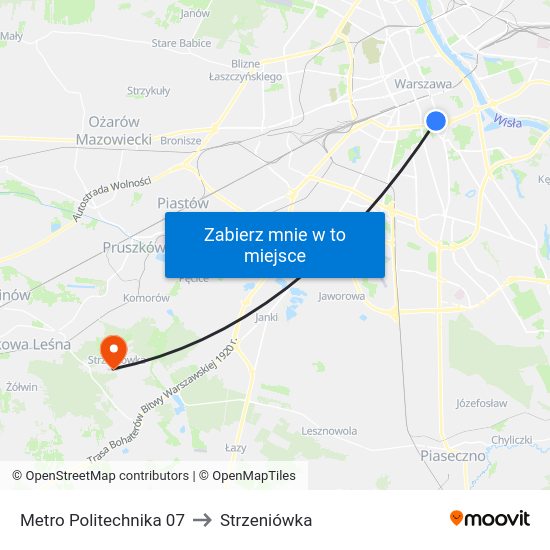 Metro Politechnika 07 to Strzeniówka map