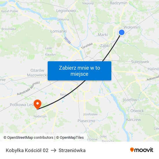 Kobyłka Kościół 02 to Strzeniówka map