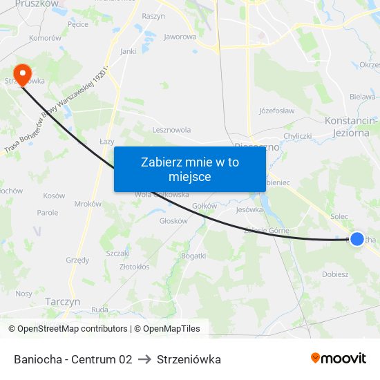 Baniocha - Centrum 02 to Strzeniówka map