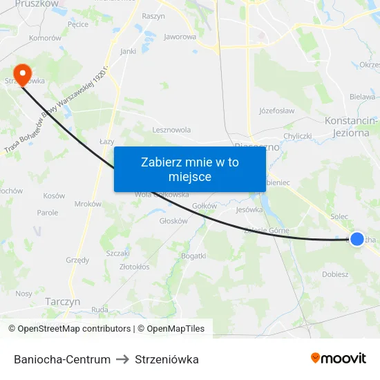 Baniocha - Centrum to Strzeniówka map