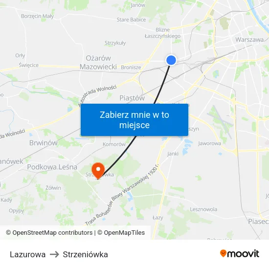 Lazurowa to Strzeniówka map