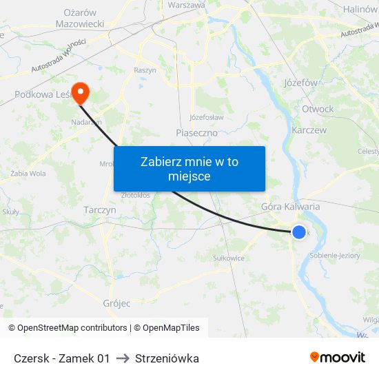 Czersk - Zamek 01 to Strzeniówka map