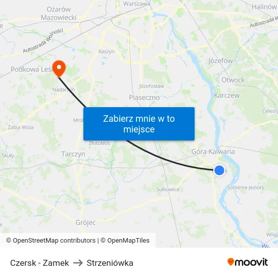 Czersk - Zamek to Strzeniówka map