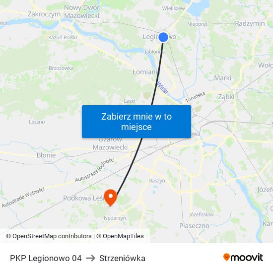 PKP Legionowo 04 to Strzeniówka map