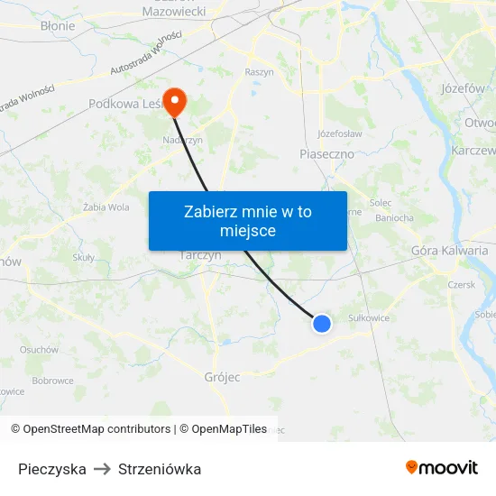 Pieczyska to Strzeniówka map