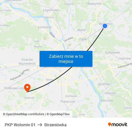 PKP Wołomin 01 to Strzeniówka map