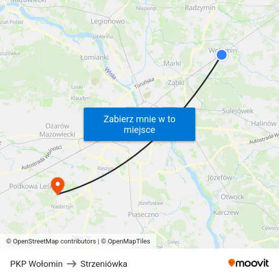 PKP Wołomin to Strzeniówka map