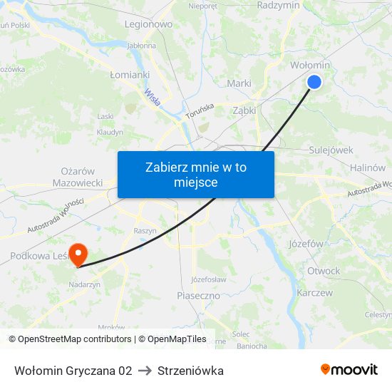 Wołomin Gryczana 02 to Strzeniówka map