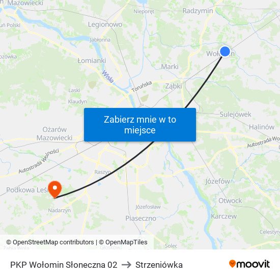 PKP Wołomin Słoneczna 02 to Strzeniówka map