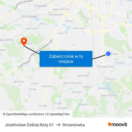 Józefosław Dzikiej Róży 01 to Strzeniówka map