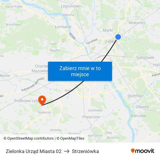 Zielonka Urząd Miasta 02 to Strzeniówka map