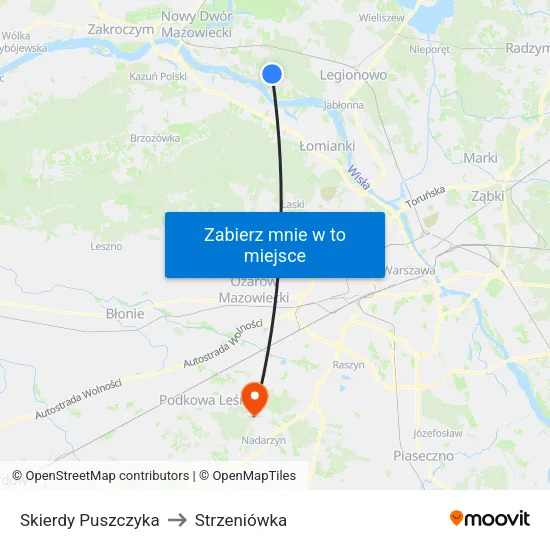 Skierdy Puszczyka to Strzeniówka map