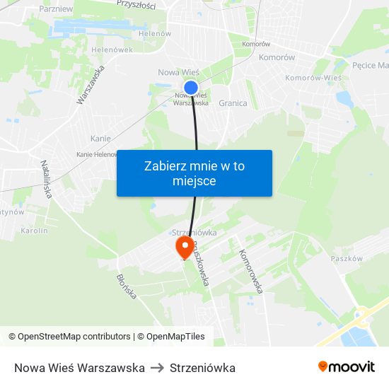 Nowa Wieś Warszawska to Strzeniówka map