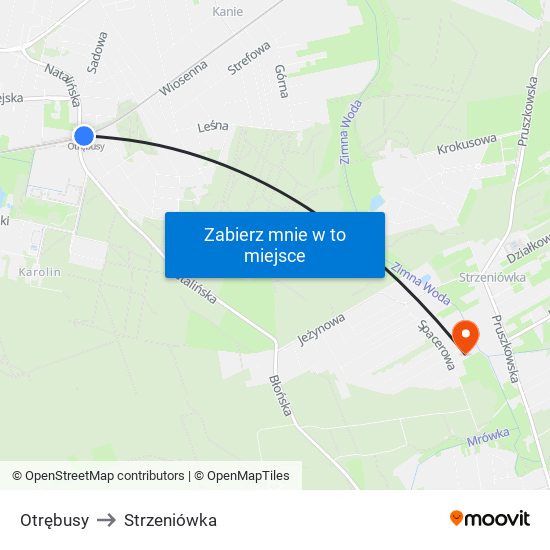 Otrębusy to Strzeniówka map