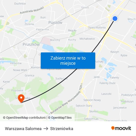 Warszawa Salomea to Strzeniówka map