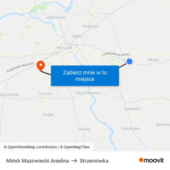 Mińsk Mazowiecki Anielina to Strzeniówka map