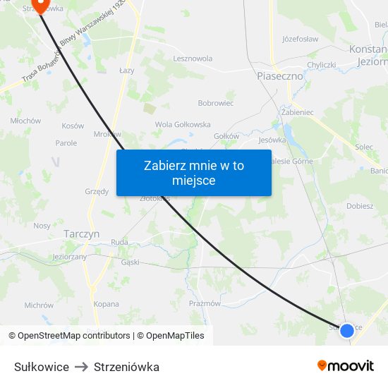 Sułkowice to Strzeniówka map