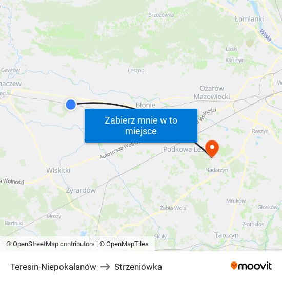 Teresin-Niepokalanów to Strzeniówka map