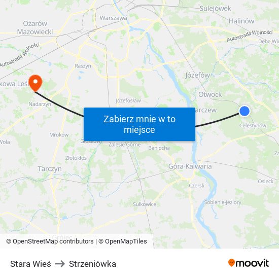 Stara Wieś to Strzeniówka map