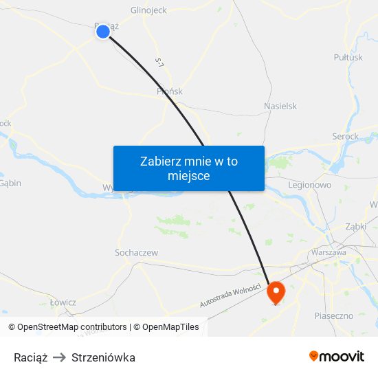 Raciąż to Strzeniówka map