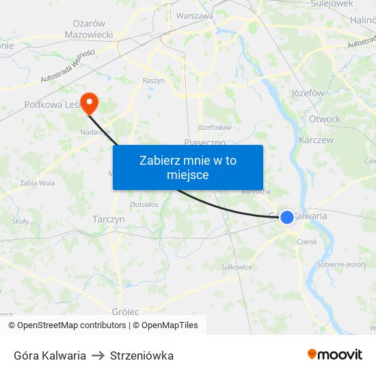 Góra Kalwaria to Strzeniówka map