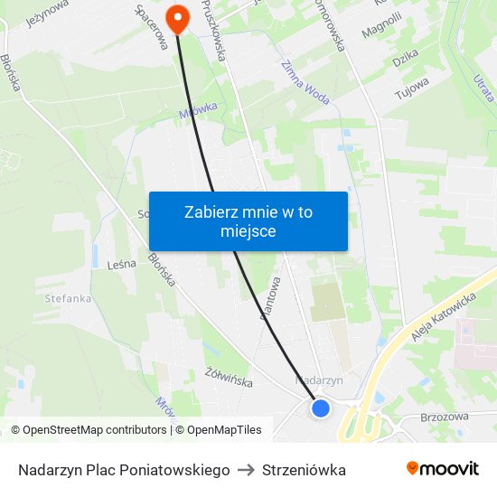 Nadarzyn Plac Poniatowskiego to Strzeniówka map