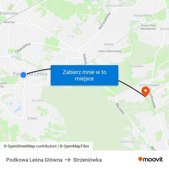 Podkowa Leśna Główna to Strzeniówka map